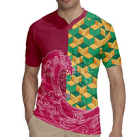 Japanese Bishamon-Kikkou Pattern Rugby Jersey Water Pillar Silent River Flow - Polynesian Pride