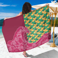 Japanese Bishamon-Kikkou Pattern Sarong Water Pillar Silent River Flow LT9 One Size 44 x 66 inches Burgundy - Polynesian Pride
