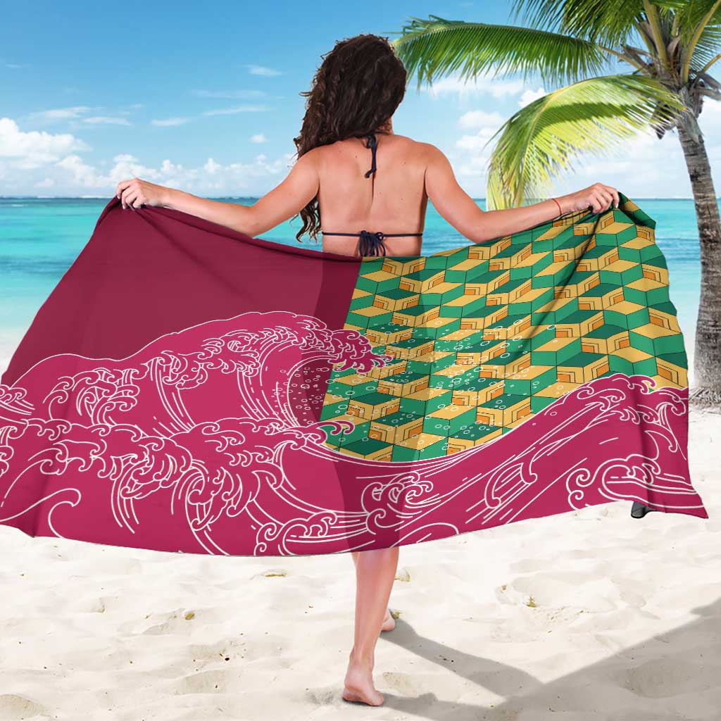 Japanese Bishamon-Kikkou Pattern Sarong Water Pillar Silent River Flow LT9 - Polynesian Pride