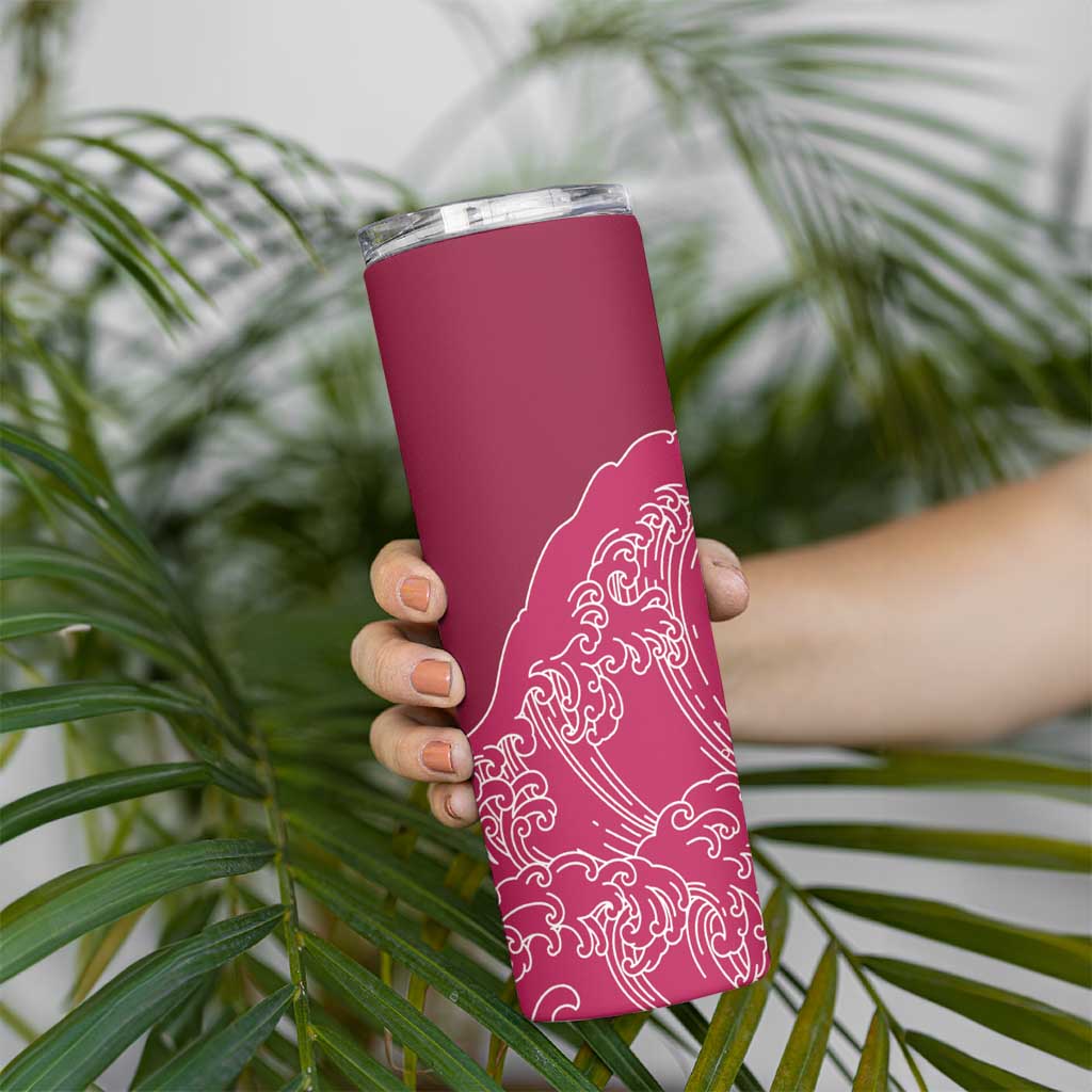 Japanese Bishamon-Kikkou Pattern Skinny Tumbler Water Pillar Silent River Flow - Polynesian Pride