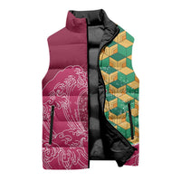 Japanese Bishamon-Kikkou Pattern Sleeveless Puffer Jacket Water Pillar Silent River Flow LT9 - Polynesian Pride
