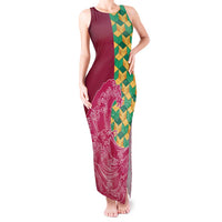 Japanese Bishamon-Kikkou Pattern Tank Maxi Dress Water Pillar Silent River Flow LT9 Women Burgundy - Polynesian Pride