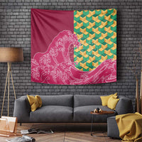 Japanese Bishamon-Kikkou Pattern Tapestry Water Pillar Silent River Flow LT9 Burgundy - Polynesian Pride