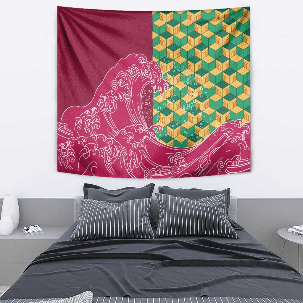 Japanese Bishamon-Kikkou Pattern Tapestry Water Pillar Silent River Flow LT9 - Polynesian Pride