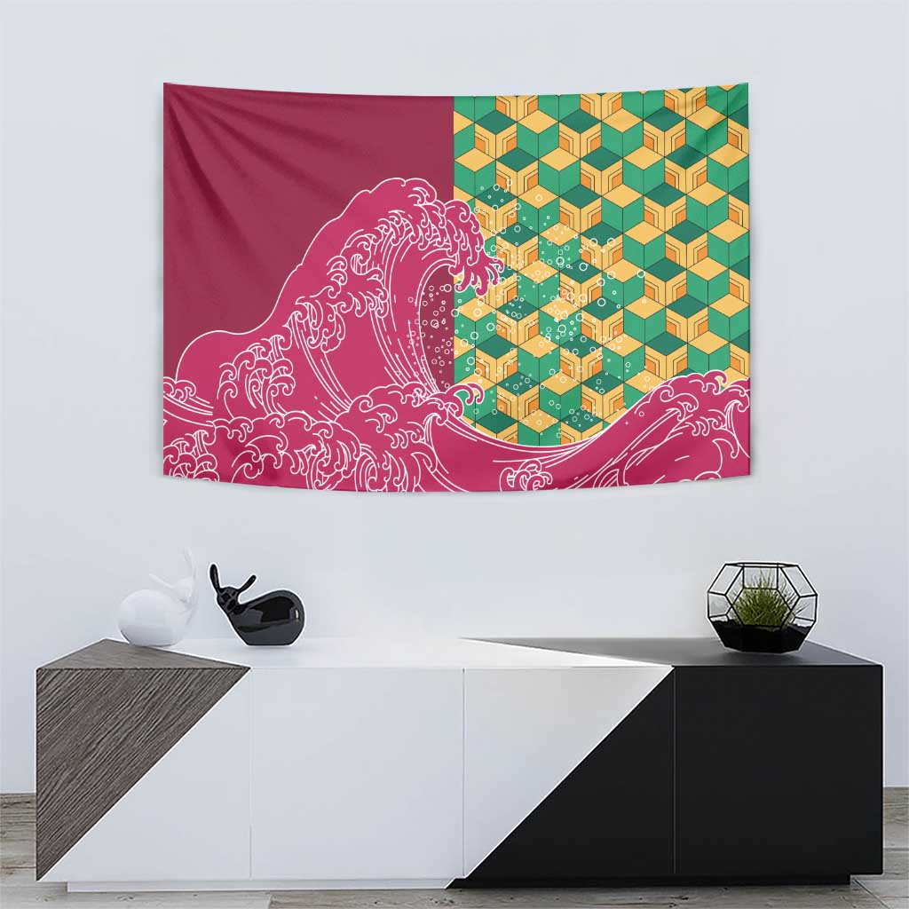 Japanese Bishamon-Kikkou Pattern Tapestry Water Pillar Silent River Flow LT9 - Polynesian Pride