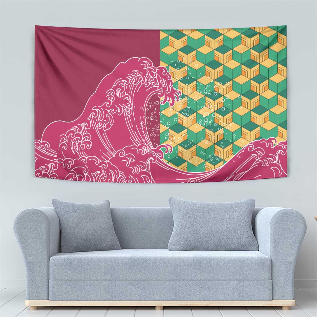 Japanese Bishamon-Kikkou Pattern Tapestry Water Pillar Silent River Flow LT9 - Polynesian Pride