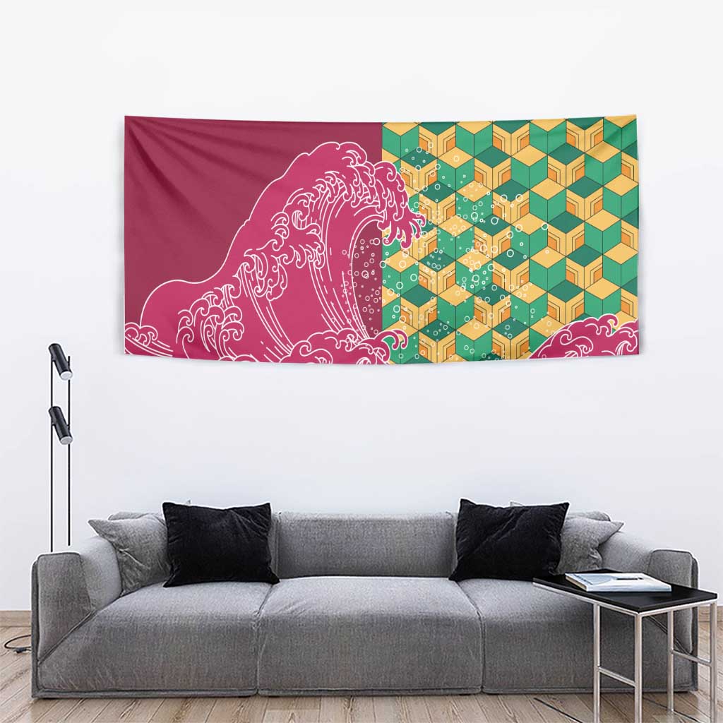 Japanese Bishamon-Kikkou Pattern Tapestry Water Pillar Silent River Flow LT9 - Polynesian Pride