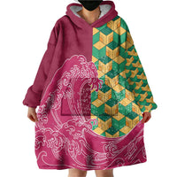 Japanese Bishamon-Kikkou Pattern Wearable Blanket Hoodie Water Pillar Silent River Flow - Polynesian Pride