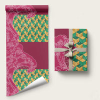 Japanese Bishamon-Kikkou Pattern Wrapping Paper Water Pillar Silent River Flow LT9 58" × 23" Burgundy - Polynesian Pride