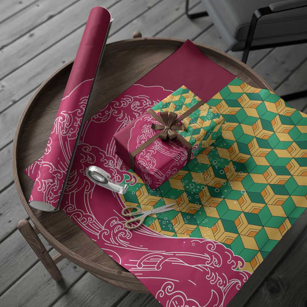 Japanese Bishamon-Kikkou Pattern Wrapping Paper Water Pillar Silent River Flow LT9 - Polynesian Pride