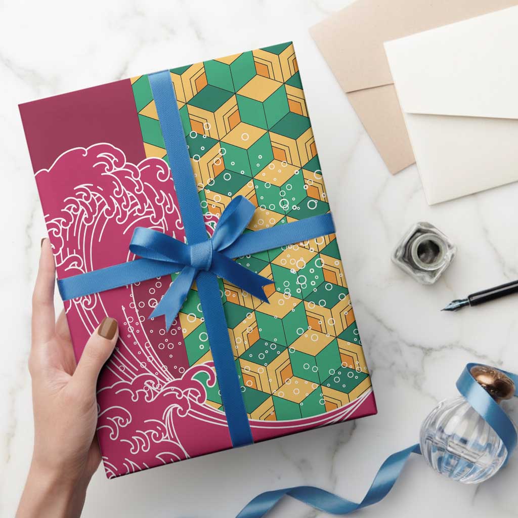 Japanese Bishamon-Kikkou Pattern Wrapping Paper Water Pillar Silent River Flow LT9 - Polynesian Pride