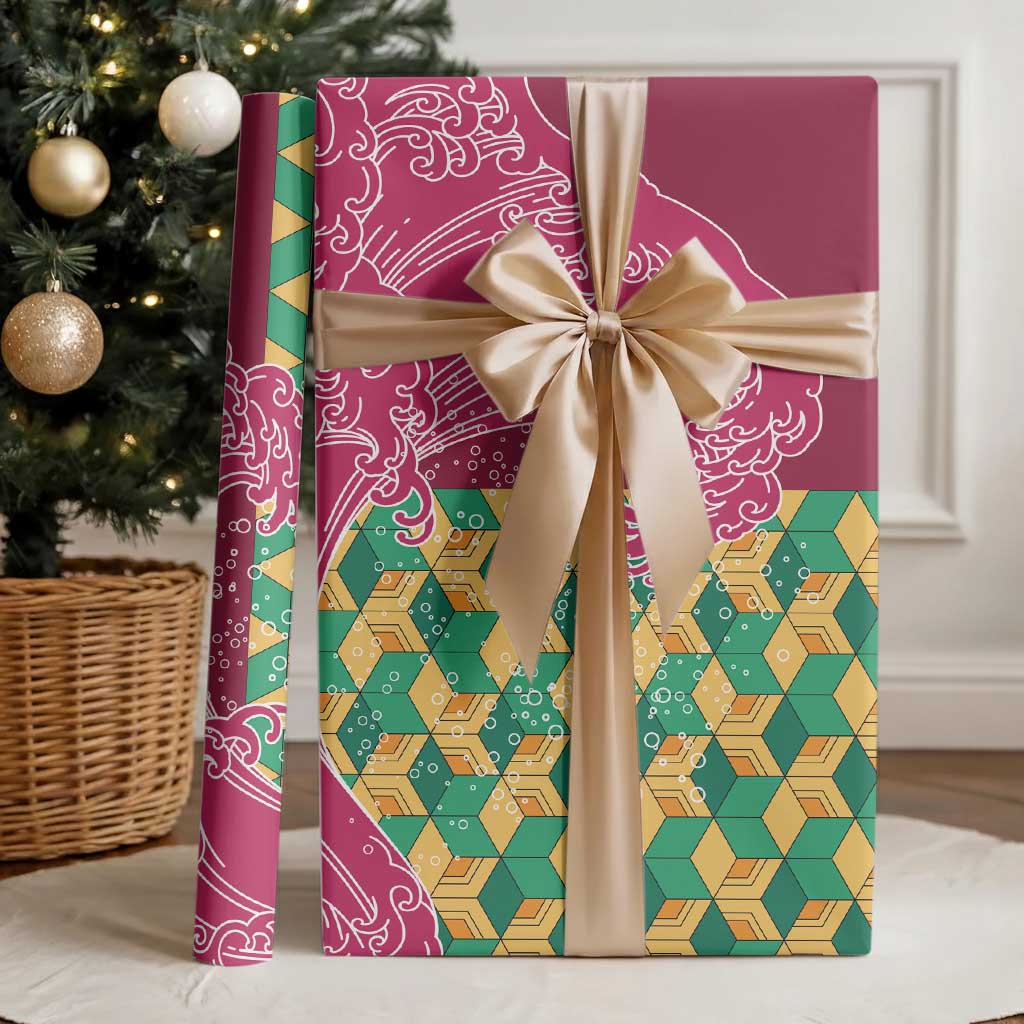 Japanese Bishamon-Kikkou Pattern Wrapping Paper Water Pillar Silent River Flow LT9 - Polynesian Pride