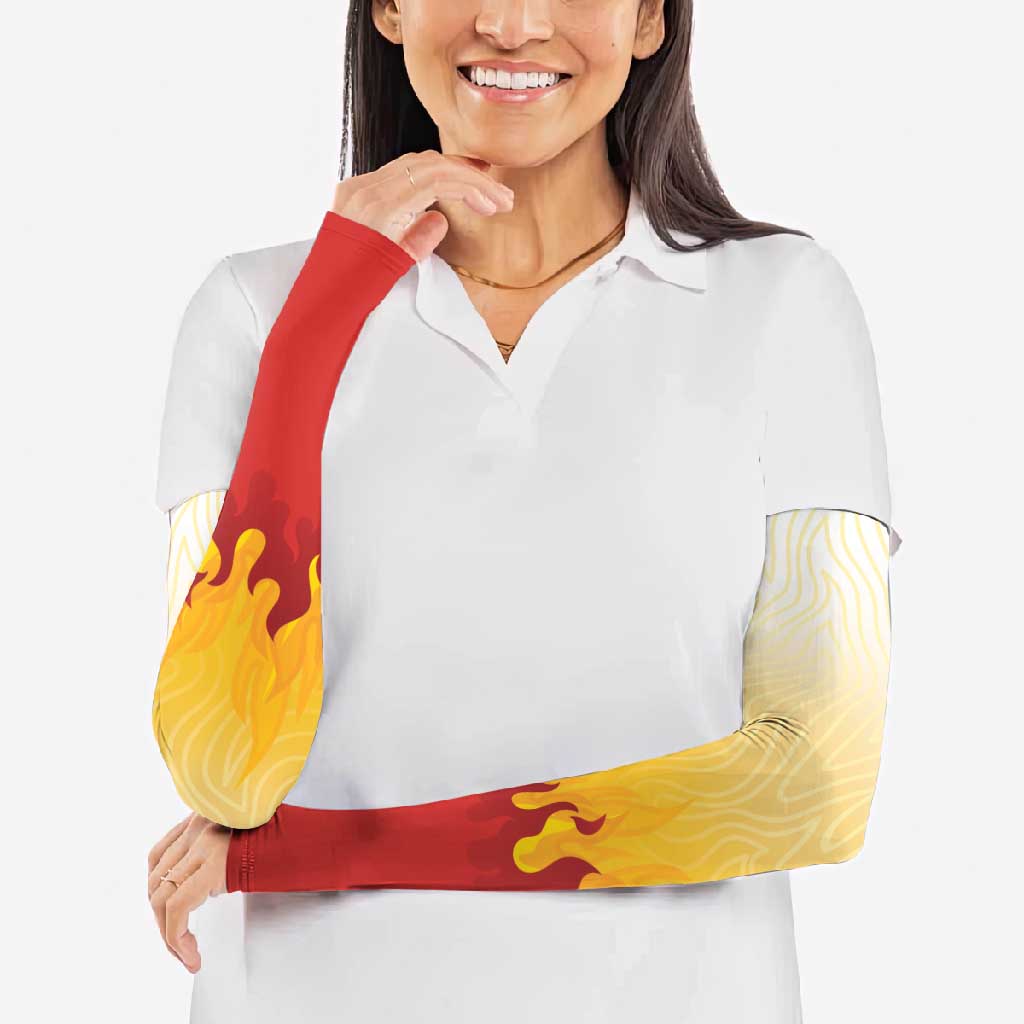Japanese Kaen Pattern Arm Sleeves Flame Pillar Blazing Lion Heart - Polynesian Pride