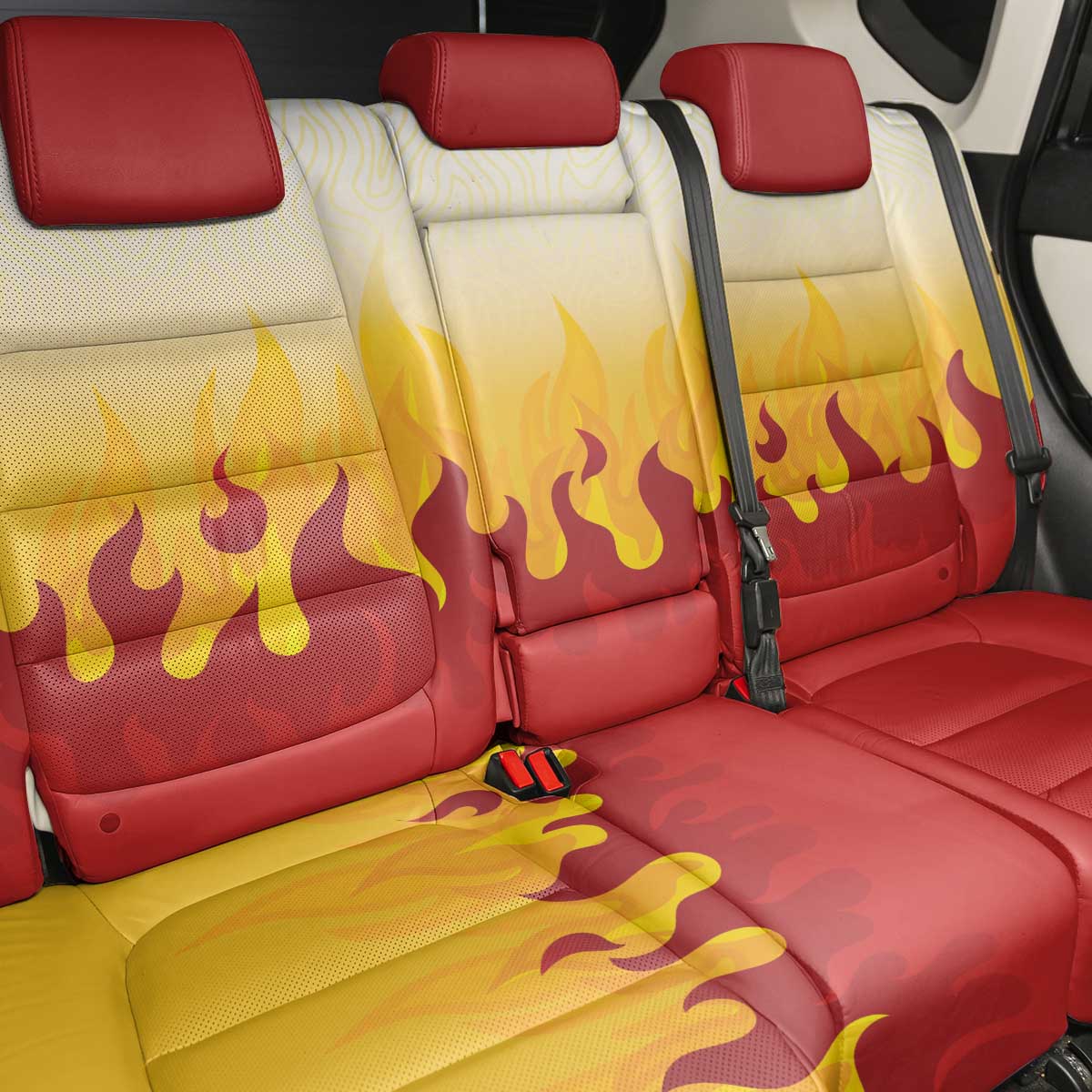 Japanese Kaen Pattern Back Car Seat Cover Flame Pillar Blazing Lion Heart LT9 - Polynesian Pride