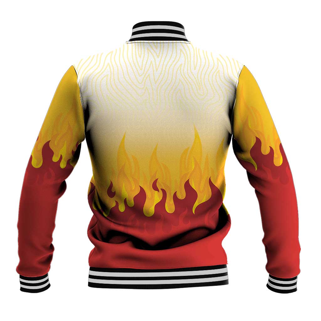 Japanese Kaen Pattern Baseball Jacket Flame Pillar Blazing Lion Heart - Polynesian Pride