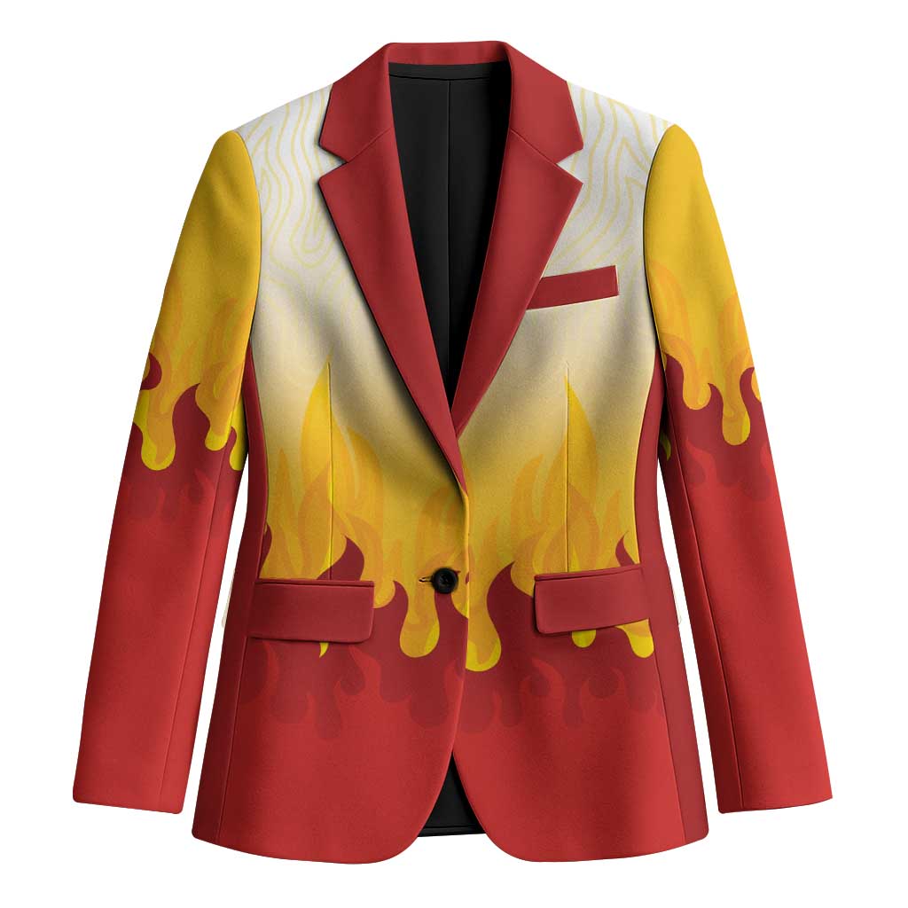 Japanese Kaen Pattern Blazer Flame Pillar Blazing Lion Heart LT9 Unisex Red - Polynesian Pride