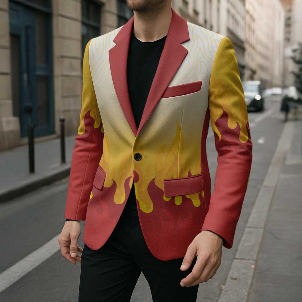 Japanese Kaen Pattern Blazer Flame Pillar Blazing Lion Heart LT9 - Polynesian Pride
