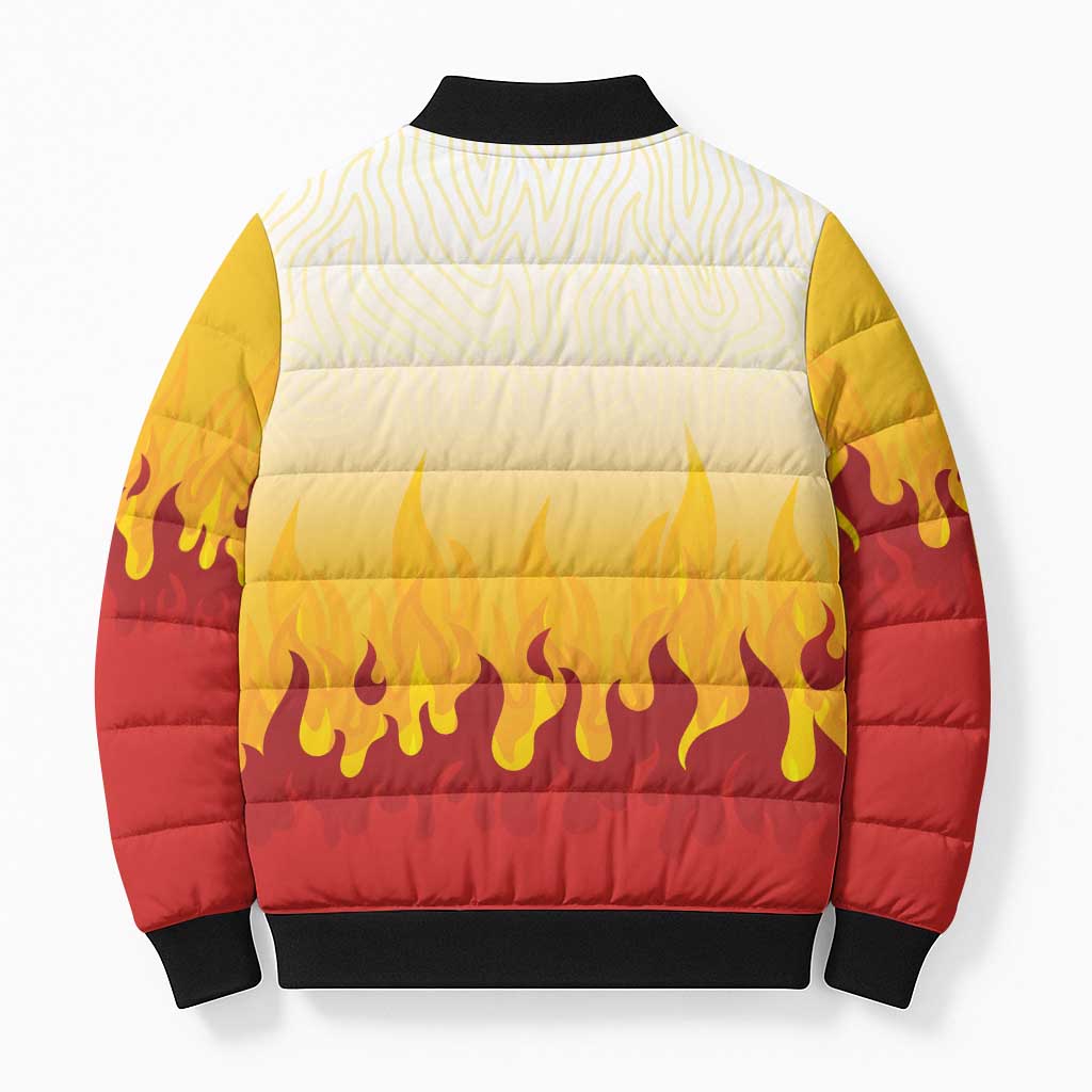 Japanese Kaen Pattern Bomber Puffer Jacket Flame Pillar Blazing Lion Heart LT9 - Polynesian Pride