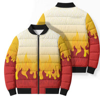 Japanese Kaen Pattern Bomber Puffer Jacket Flame Pillar Blazing Lion Heart LT9 - Polynesian Pride