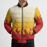 Japanese Kaen Pattern Bomber Puffer Jacket Flame Pillar Blazing Lion Heart LT9 - Polynesian Pride