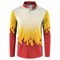 Japanese Kaen Pattern Button Sweatshirt Flame Pillar Blazing Lion Heart LT9 Red - Polynesian Pride