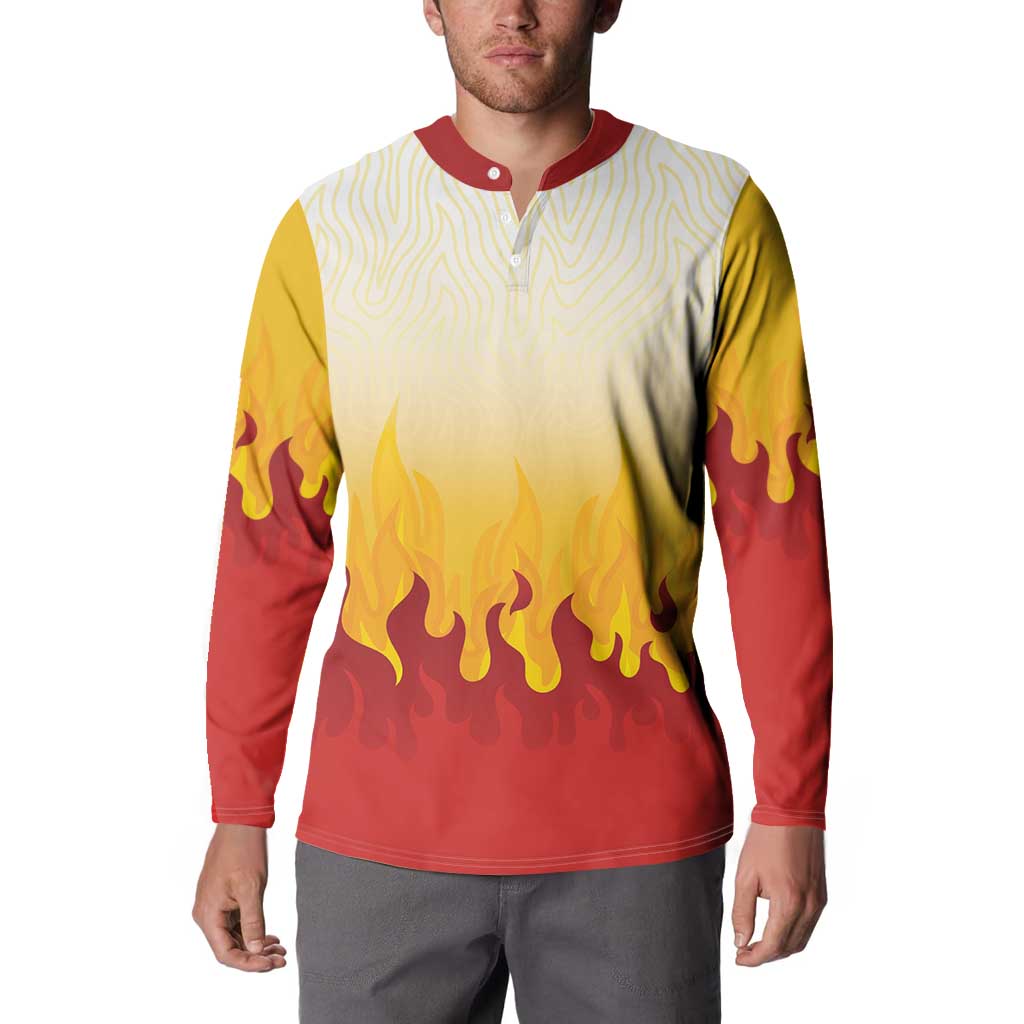 Japanese Kaen Pattern Button Sweatshirt Flame Pillar Blazing Lion Heart LT9 - Polynesian Pride