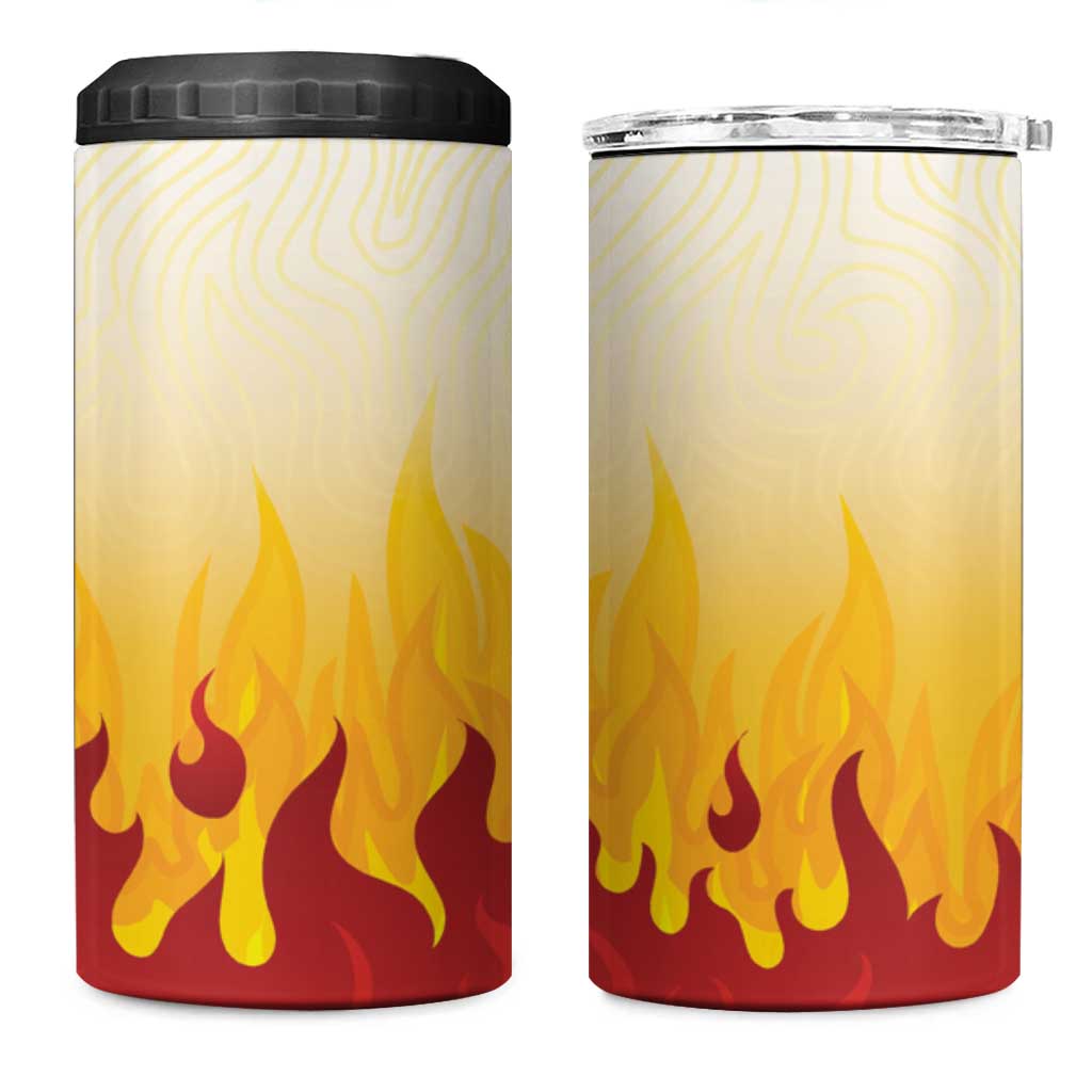 Japanese Kaen Pattern 4 in 1 Can Cooler Tumbler Flame Pillar Blazing Lion Heart - Polynesian Pride
