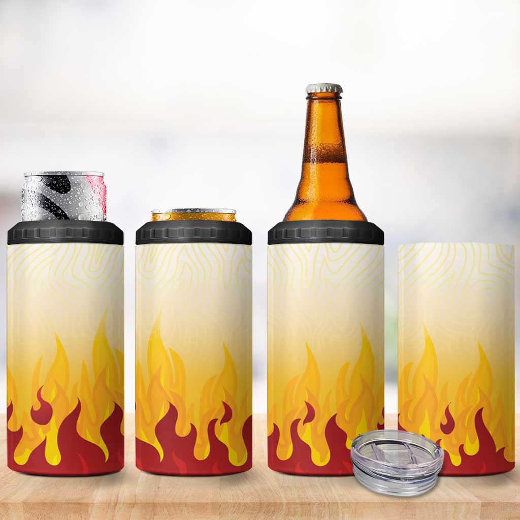Japanese Kaen Pattern 4 in 1 Can Cooler Tumbler Flame Pillar Blazing Lion Heart - Polynesian Pride