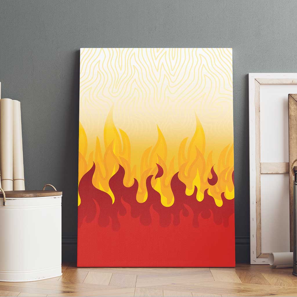 Japanese Kaen Pattern Canvas Wall Art Flame Pillar Blazing Lion Heart - Polynesian Pride