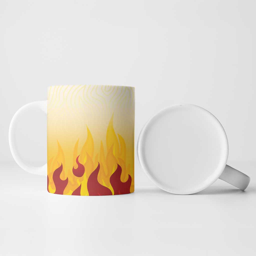 Japanese Kaen Pattern Ceramic Mug Flame Pillar Blazing Lion Heart - Polynesian Pride