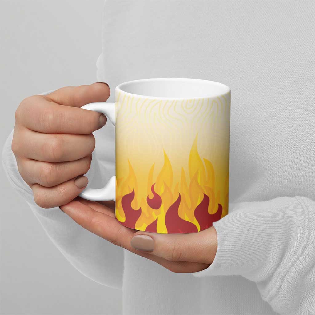 Japanese Kaen Pattern Ceramic Mug Flame Pillar Blazing Lion Heart - Polynesian Pride