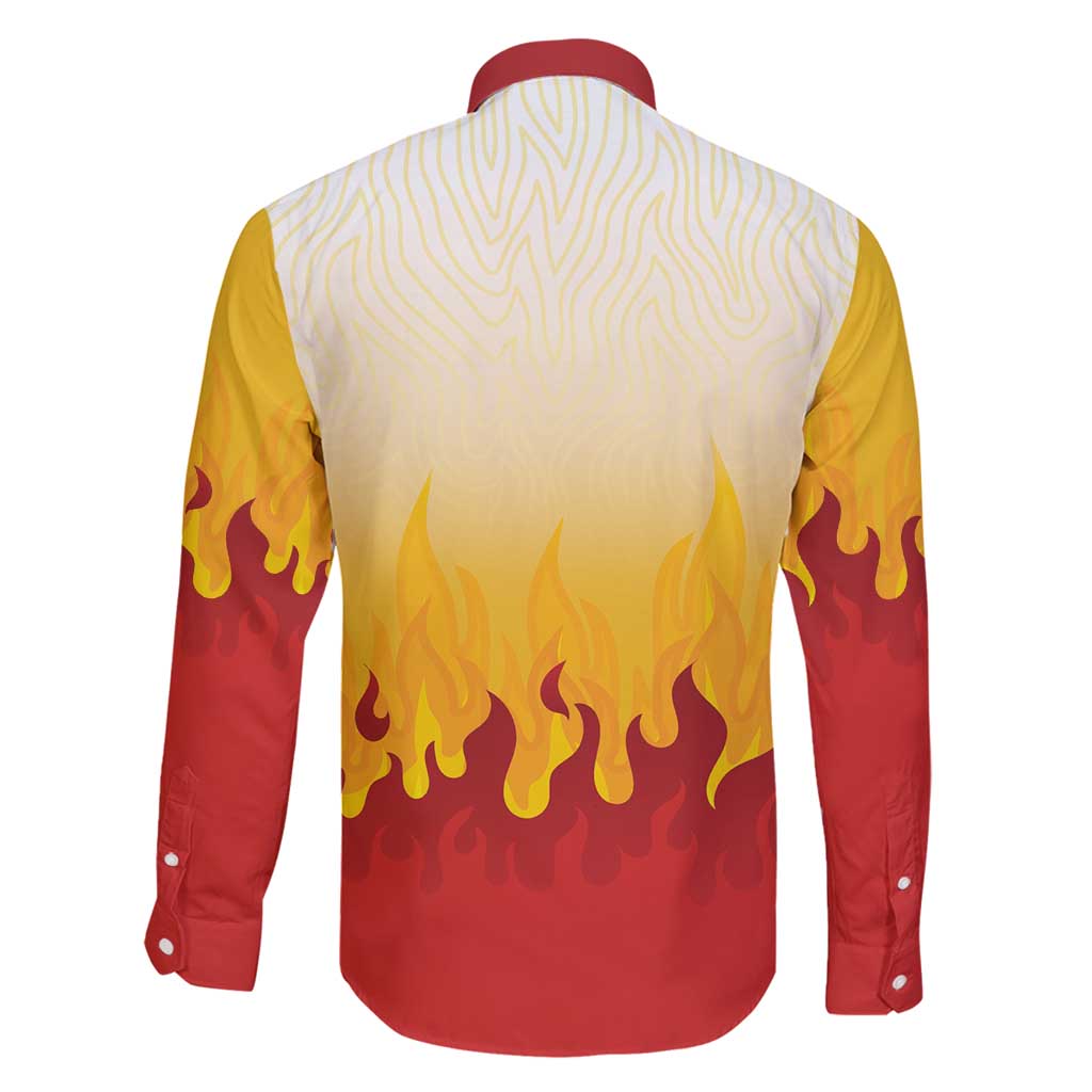 Japanese Kaen Pattern Family Matching Long Sleeve Bodycon Dress and Hawaiian Shirt Flame Pillar Blazing Lion Heart - Polynesian Pride