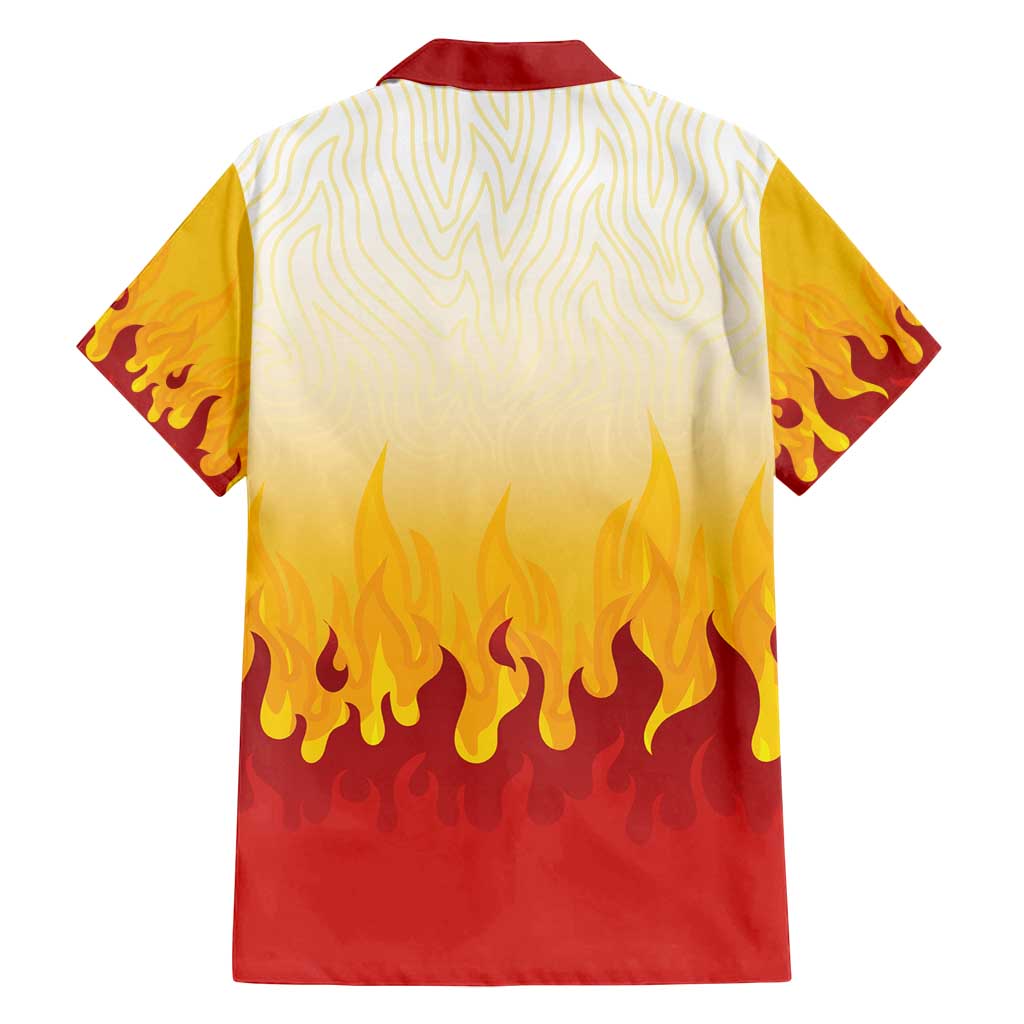 Japanese Kaen Pattern Family Matching Off Shoulder Short Dress and Hawaiian Shirt Flame Pillar Blazing Lion Heart - Polynesian Pride
