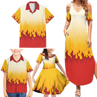 Japanese Kaen Pattern Family Matching Summer Maxi Dress and Hawaiian Shirt Flame Pillar Blazing Lion Heart LT9 - Polynesian Pride