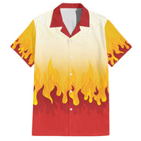 Japanese Kaen Pattern Family Matching Summer Maxi Dress and Hawaiian Shirt Flame Pillar Blazing Lion Heart LT9 Dad's Shirt - Short Sleeve Red - Polynesian Pride
