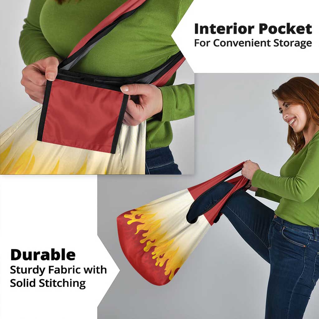 Japanese Kaen Pattern Grocery Bag Flame Pillar Blazing Lion Heart - Polynesian Pride