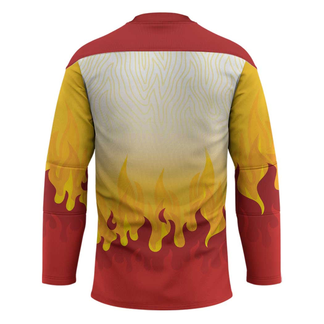 Japanese Kaen Pattern Hockey Jersey Flame Pillar Blazing Lion Heart - Polynesian Pride