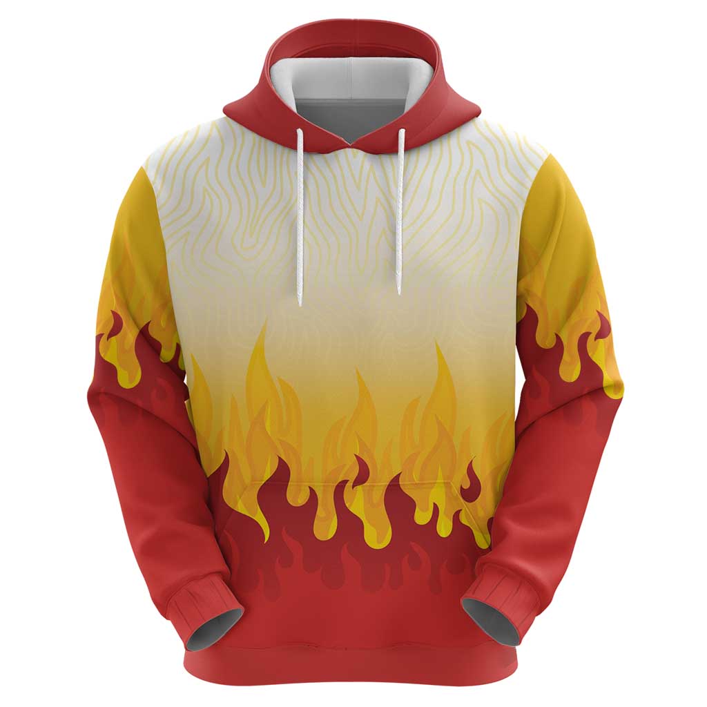 Japanese Kaen Pattern Hoodie Flame Pillar Blazing Lion Heart - Polynesian Pride