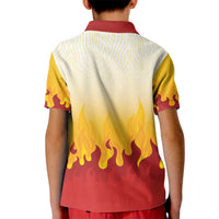 Japanese Kaen Pattern Kid Polo Shirt Flame Pillar Blazing Lion Heart - Polynesian Pride