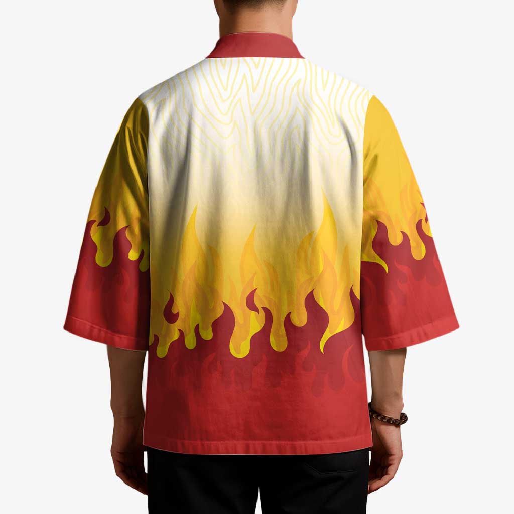 Japanese Kaen Pattern Kimono Flame Pillar Blazing Lion Heart LT9 - Polynesian Pride
