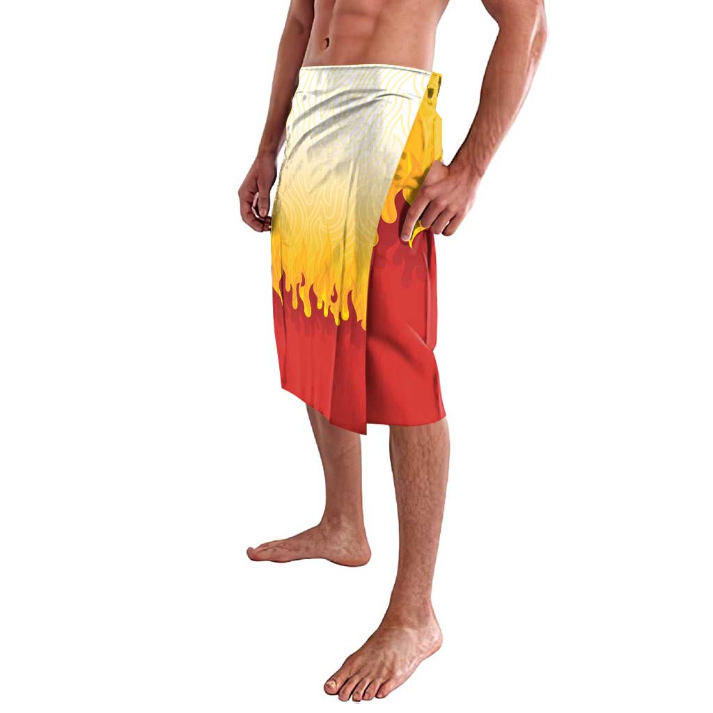 Japanese Kaen Pattern Lavalava Flame Pillar Blazing Lion Heart - Polynesian Pride