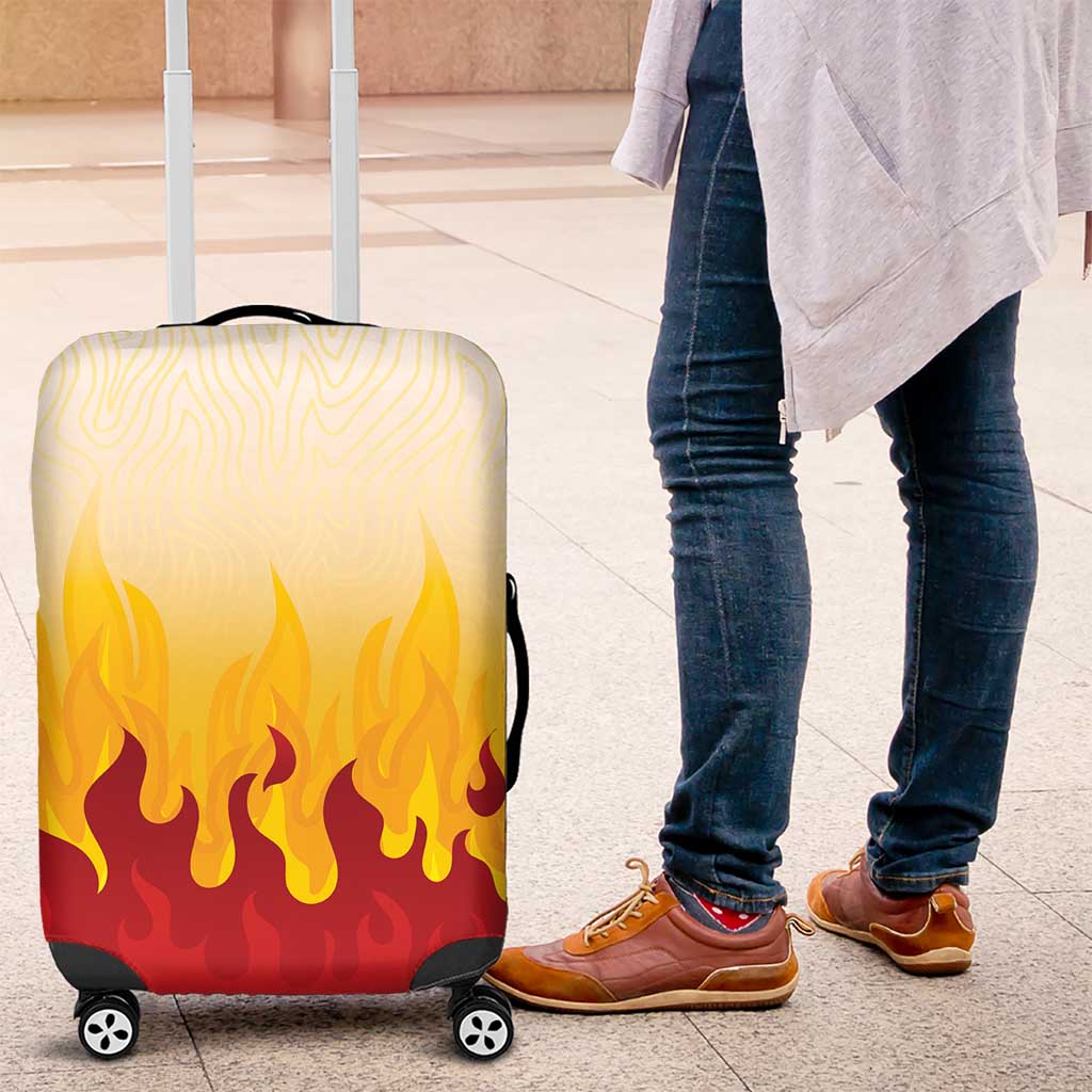 Japanese Kaen Pattern Luggage Cover Flame Pillar Blazing Lion Heart LT9 Red - Polynesian Pride