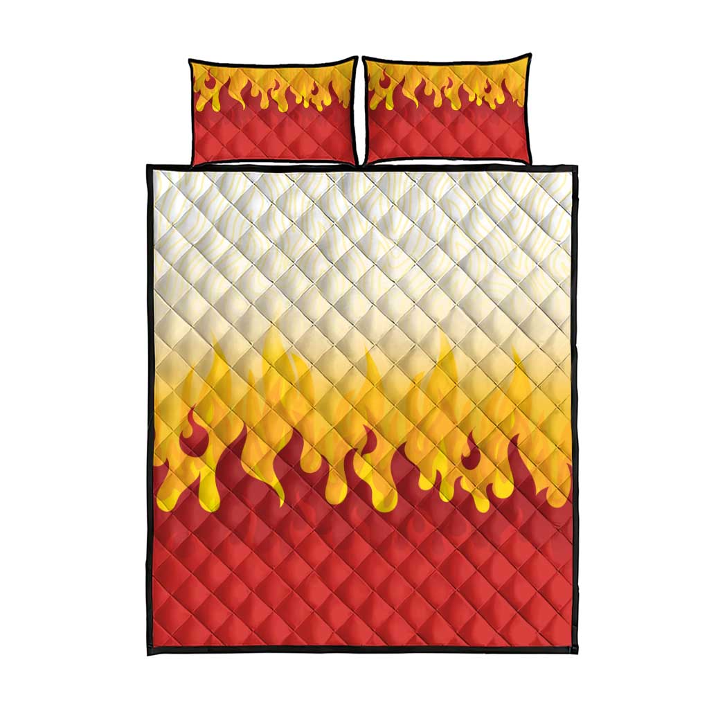 Japanese Kaen Pattern Quilt Bed Set Flame Pillar Blazing Lion Heart - Polynesian Pride