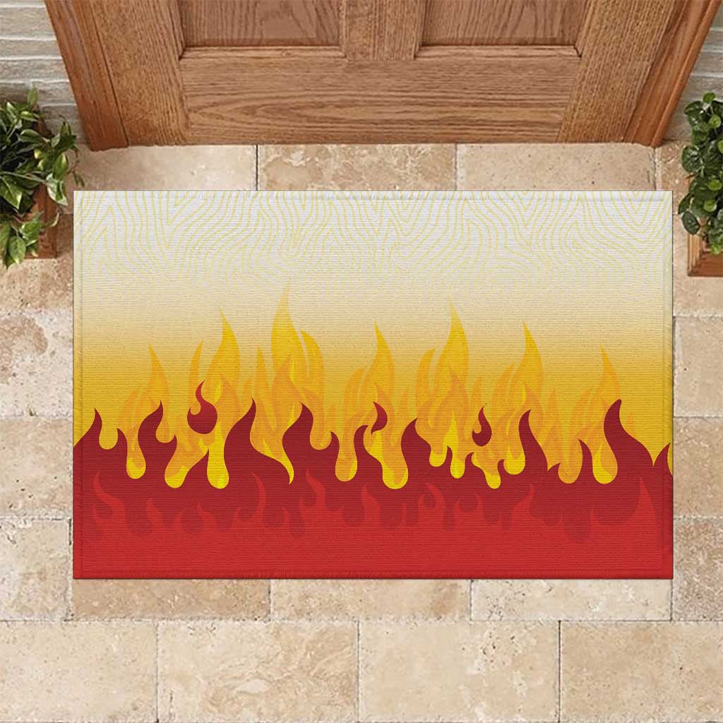 Japanese Kaen Pattern Rubber Doormat Flame Pillar Blazing Lion Heart LT9 Red - Polynesian Pride