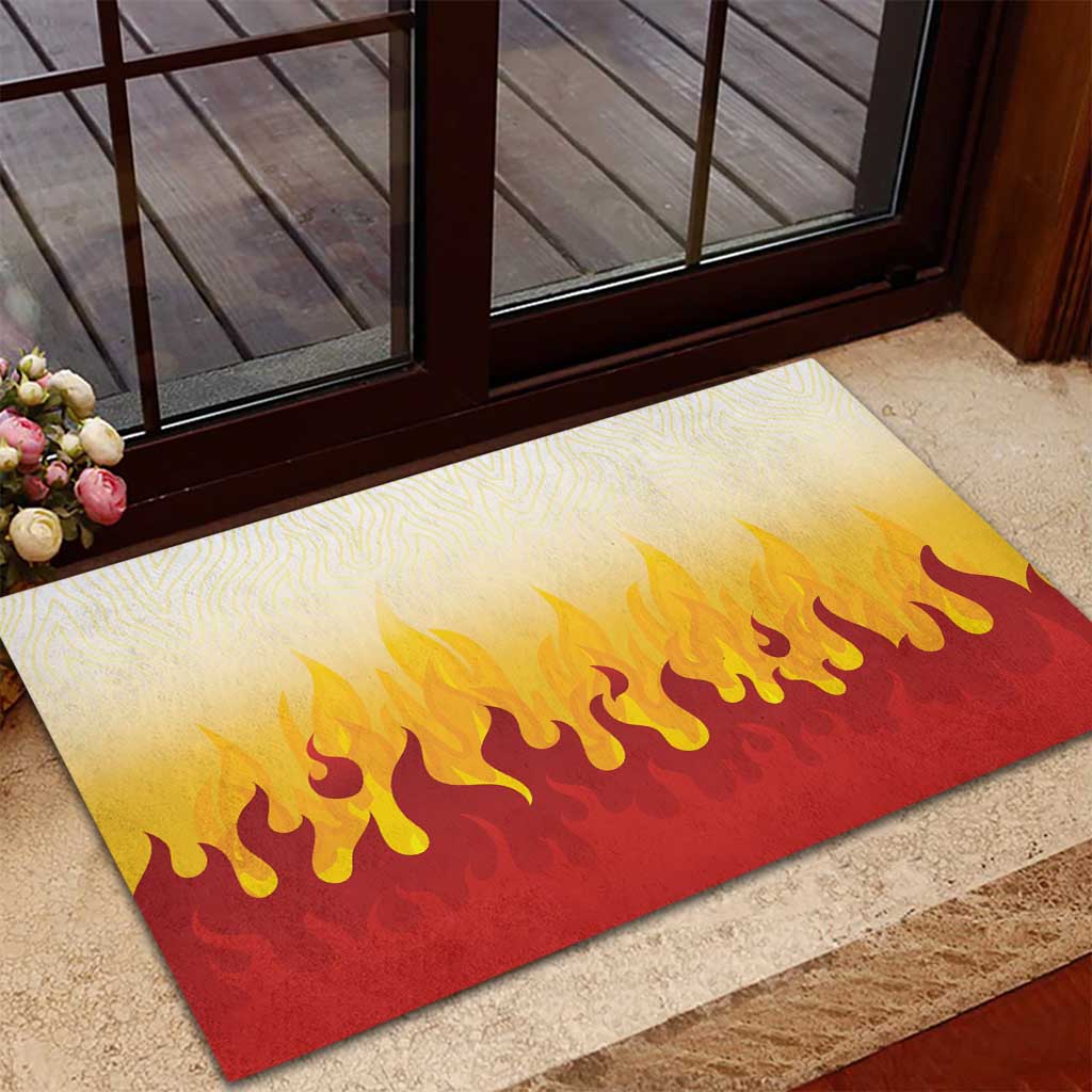 Japanese Kaen Pattern Rubber Doormat Flame Pillar Blazing Lion Heart - Polynesian Pride