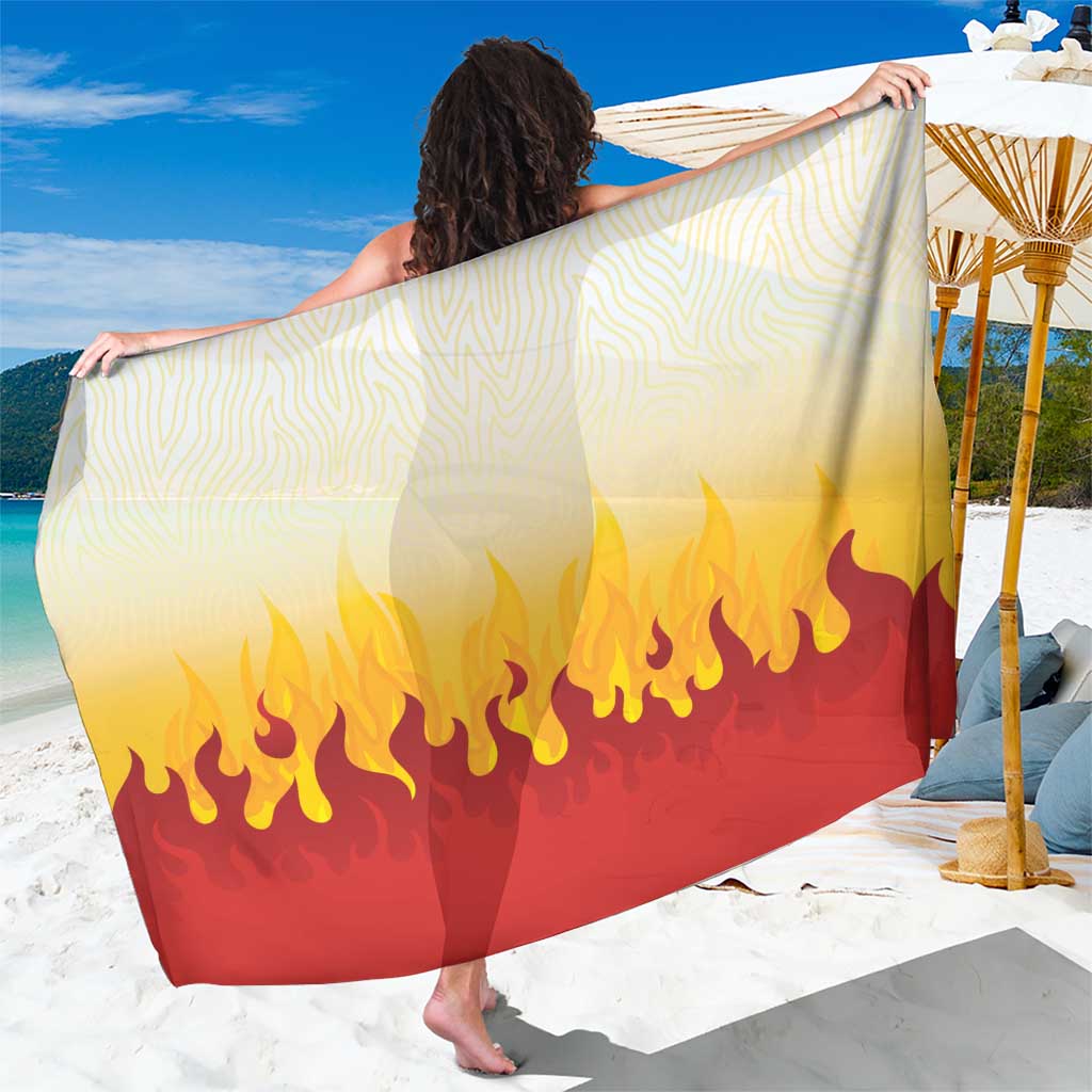 Japanese Kaen Pattern Sarong Flame Pillar Blazing Lion Heart LT9 One Size 44 x 66 inches Red - Polynesian Pride