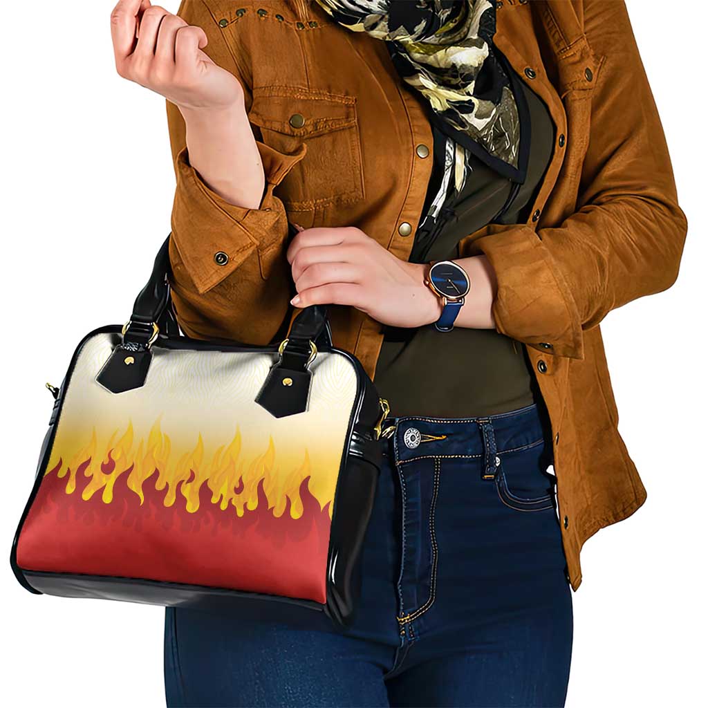 Japanese Kaen Pattern Shoulder Handbag Flame Pillar Blazing Lion Heart - Polynesian Pride