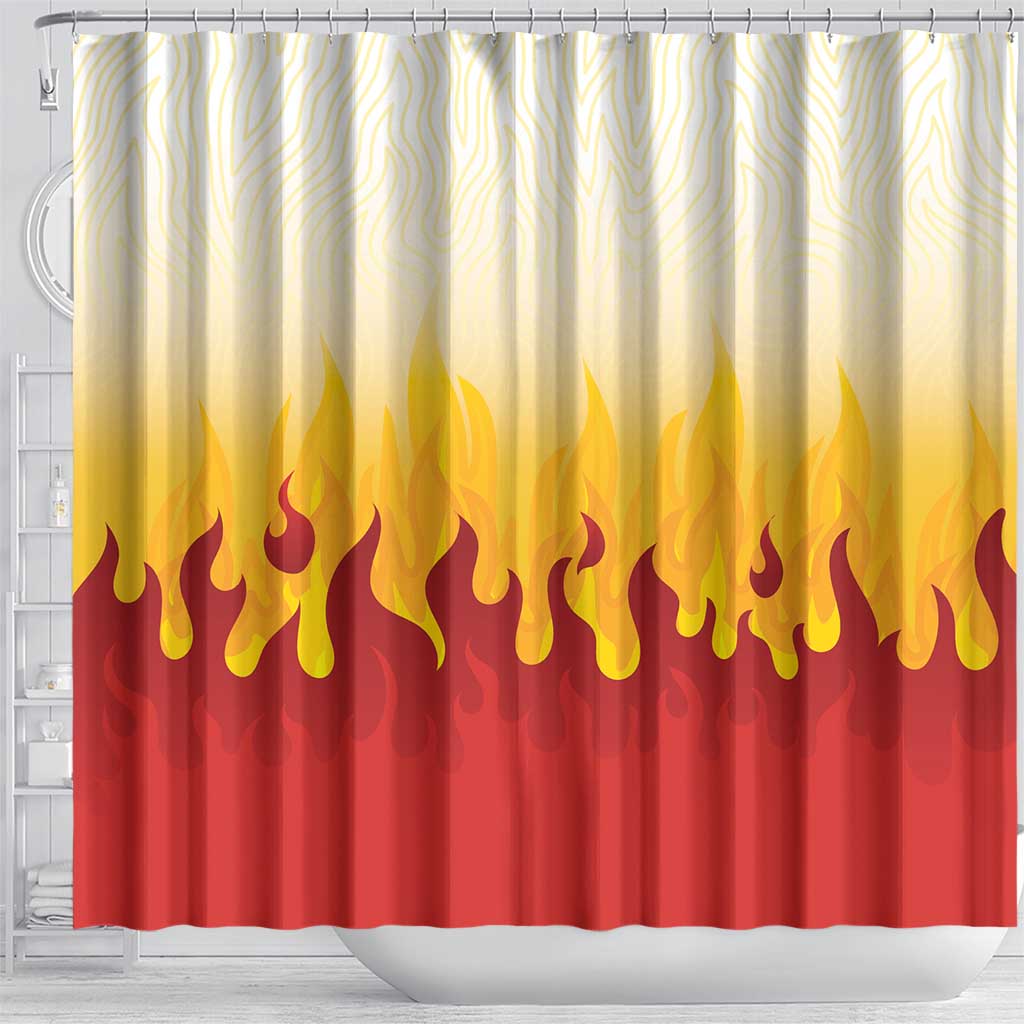 Japanese Kaen Pattern Shower Curtain Flame Pillar Blazing Lion Heart - Polynesian Pride
