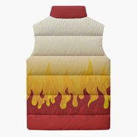 Japanese Kaen Pattern Sleeveless Puffer Jacket Flame Pillar Blazing Lion Heart LT9 - Polynesian Pride