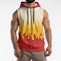 Japanese Kaen Pattern Sleeveless Zip Hoodie Flame Pillar Blazing Lion Heart - Polynesian Pride